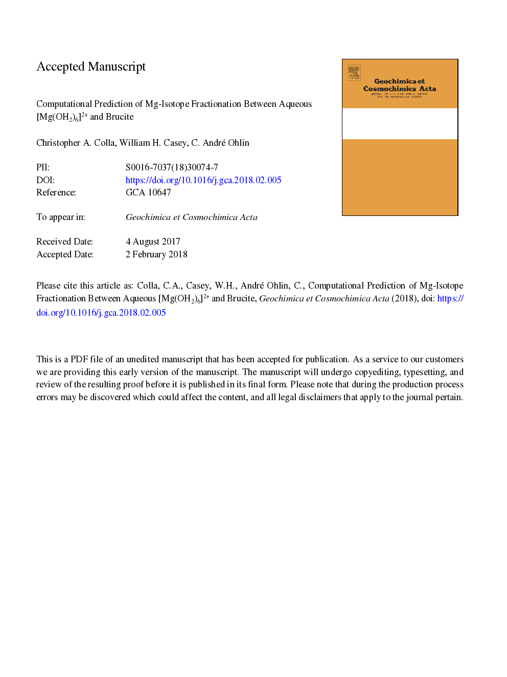 Computational prediction of Mg-isotope fractionation between aqueous [Mg(OH2)6]2+ and brucite