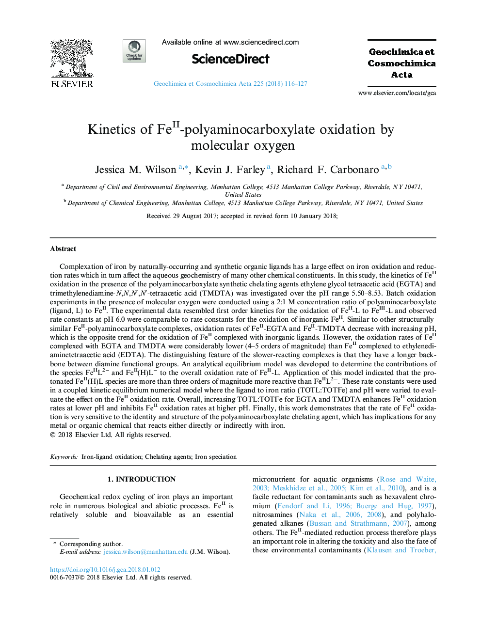 Kinetics of FeII-polyaminocarboxylate oxidation by molecular oxygen