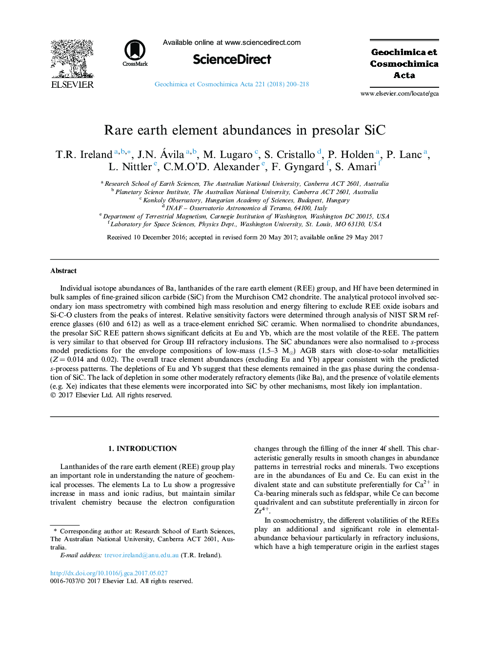 Rare earth element abundances in presolar SiC