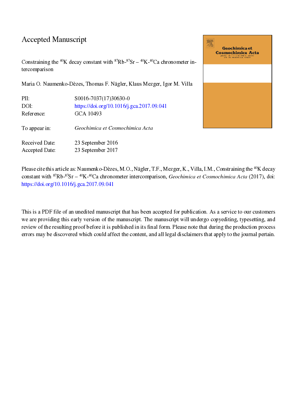 Constraining the 40K decay constant with 87Rb-87Sr - 40K-40Ca chronometer intercomparison