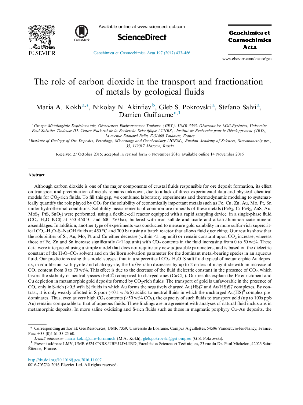 The role of carbon dioxide in the transport and fractionation of metals by geological fluids