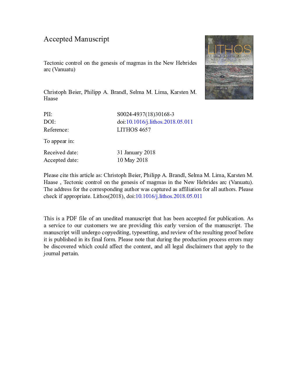 Tectonic control on the genesis of magmas in the New Hebrides arc (Vanuatu)