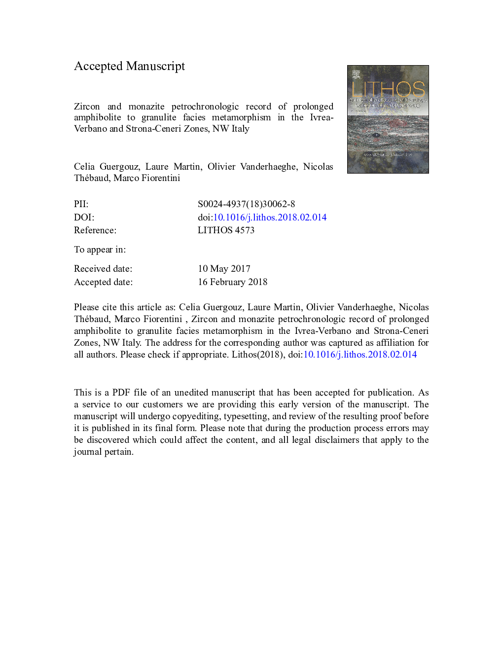 Zircon and monazite petrochronologic record of prolonged amphibolite to granulite facies metamorphism in the Ivrea-Verbano and Strona-Ceneri Zones, NW Italy