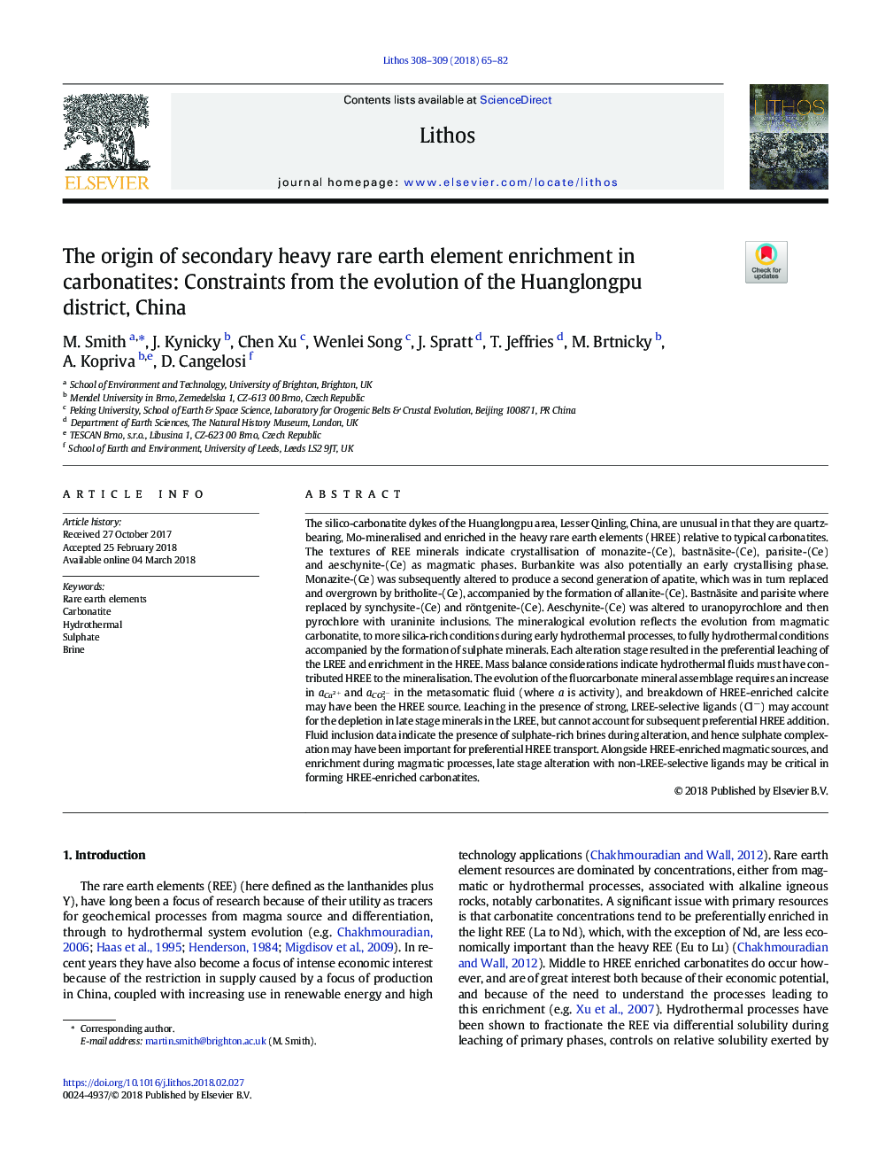 The origin of secondary heavy rare earth element enrichment in carbonatites: Constraints from the evolution of the Huanglongpu district, China