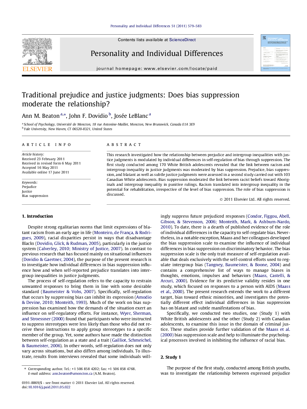 Traditional prejudice and justice judgments: Does bias suppression moderate the relationship?