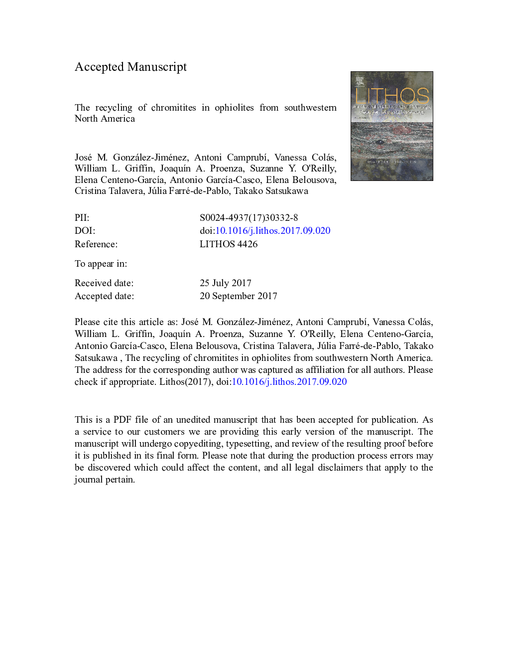 The recycling of chromitites in ophiolites from southwestern North America