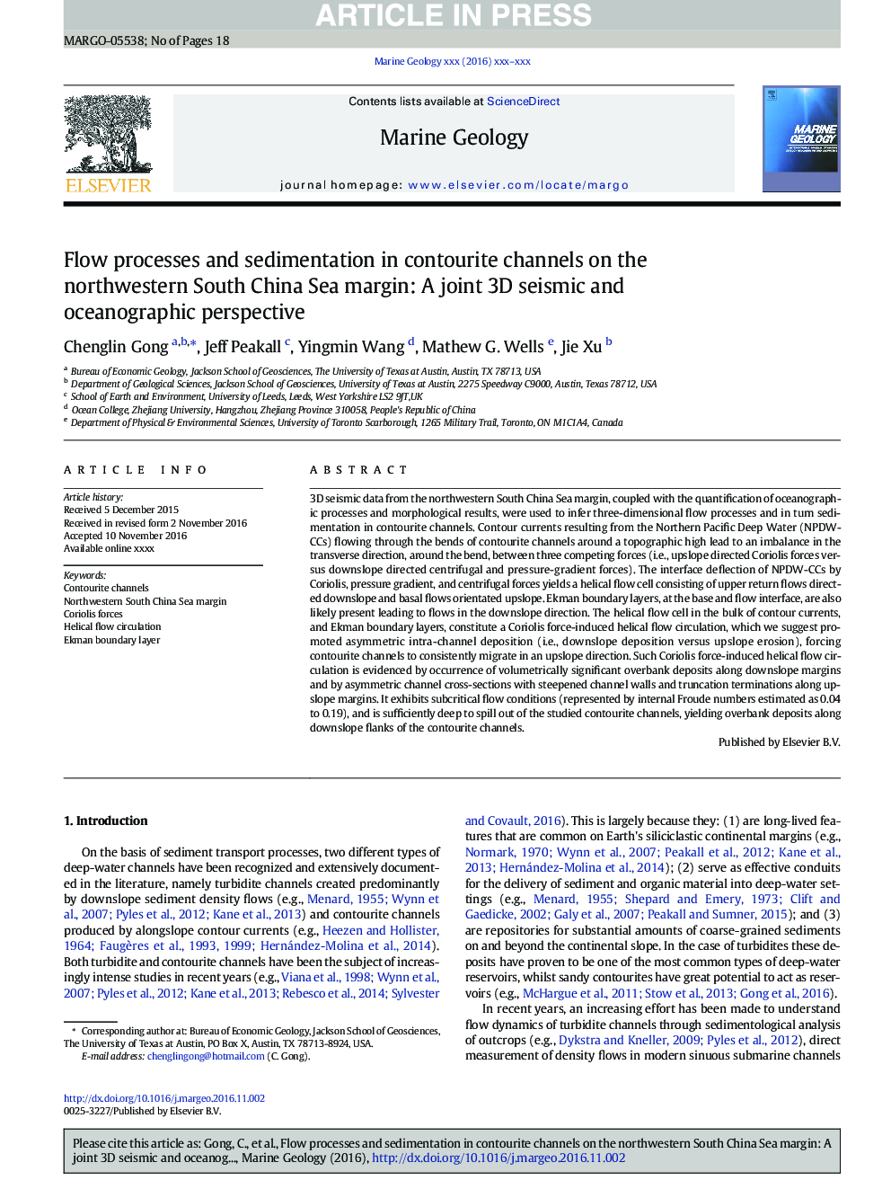 Flow processes and sedimentation in contourite channels on the northwestern South China Sea margin: A joint 3D seismic and oceanographic perspective