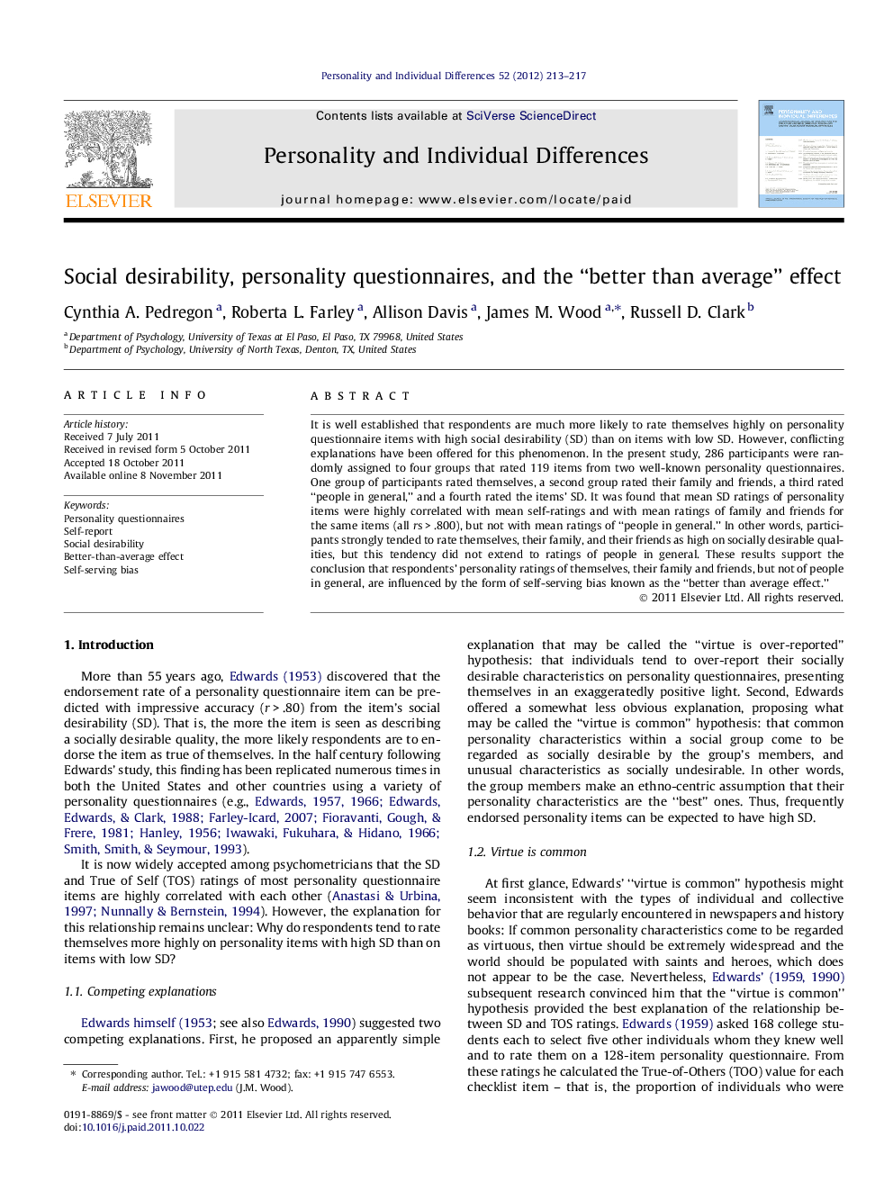 Social desirability, personality questionnaires, and the “better than average” effect