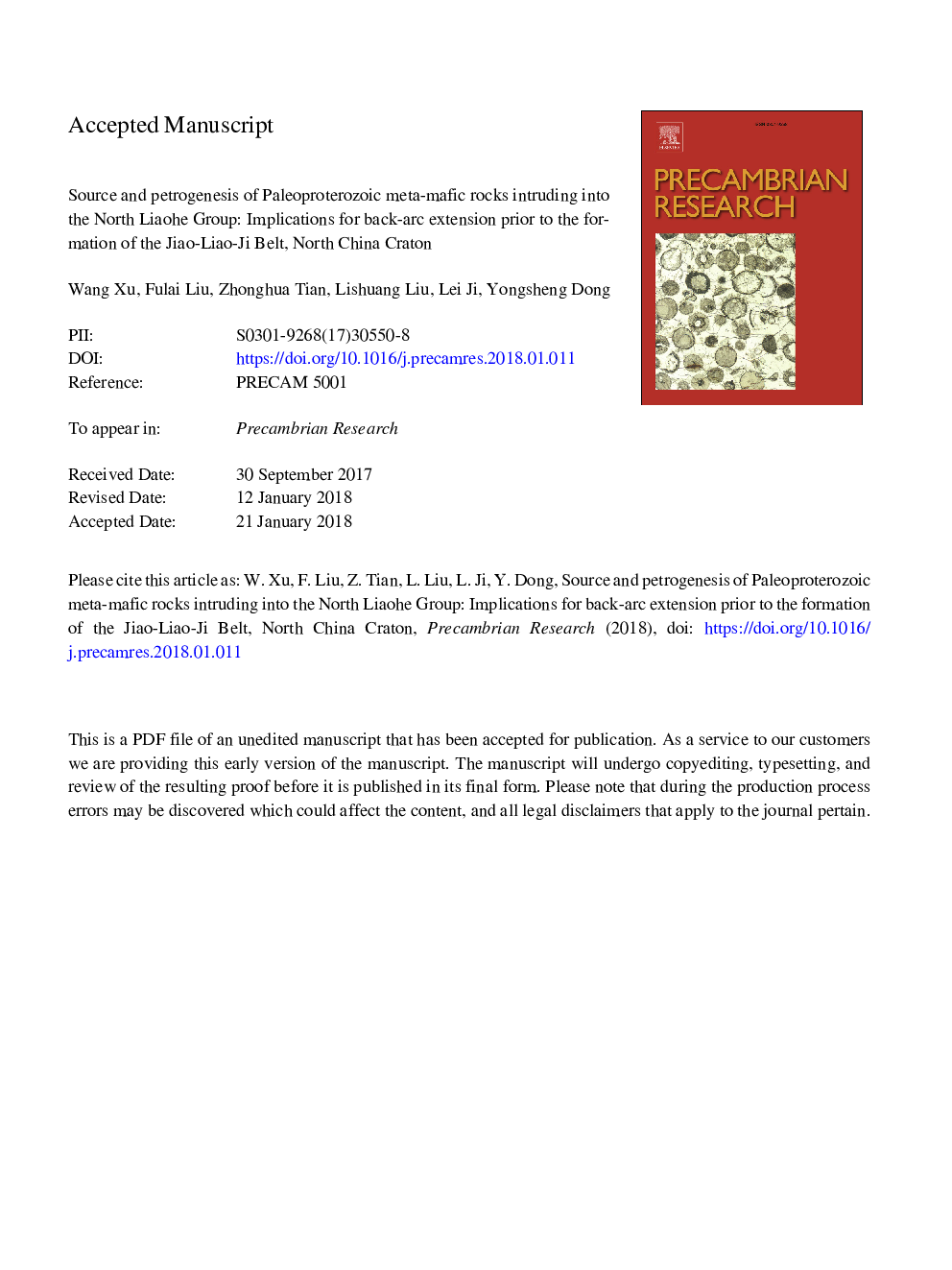 Source and petrogenesis of Paleoproterozoic meta-mafic rocks intruding into the North Liaohe Group: Implications for back-arc extension prior to the formation of the Jiao-Liao-Ji Belt, North China Craton