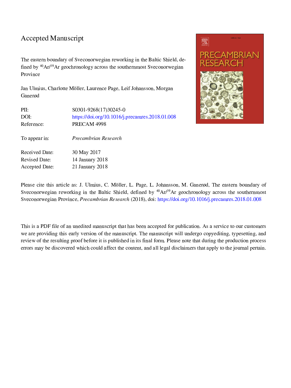 The eastern boundary of Sveconorwegian reworking in the Baltic Shield, defined by 40Ar/39Ar geochronology across the southernmost Sveconorwegian Province