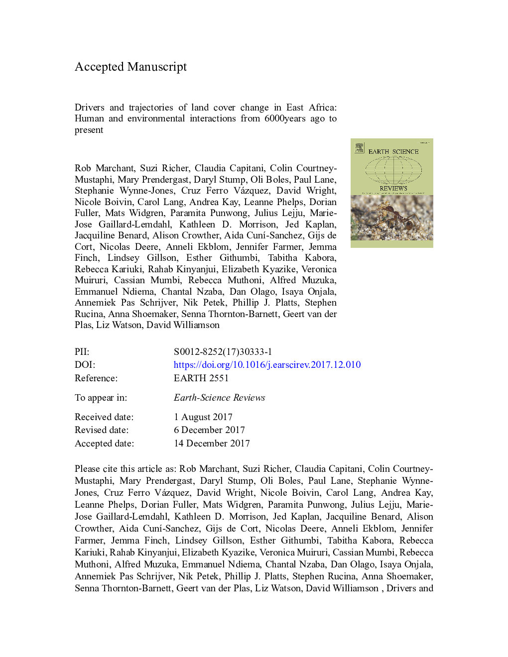 Drivers and trajectories of land cover change in East Africa: Human and environmental interactions from 6000â¯years ago to present