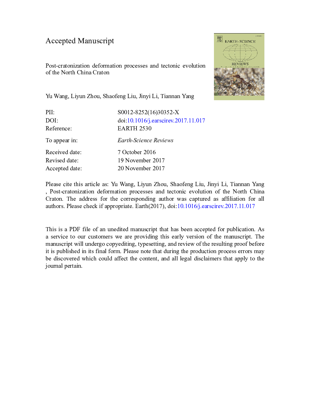 Post-cratonization deformation processes and tectonic evolution of the North China Craton