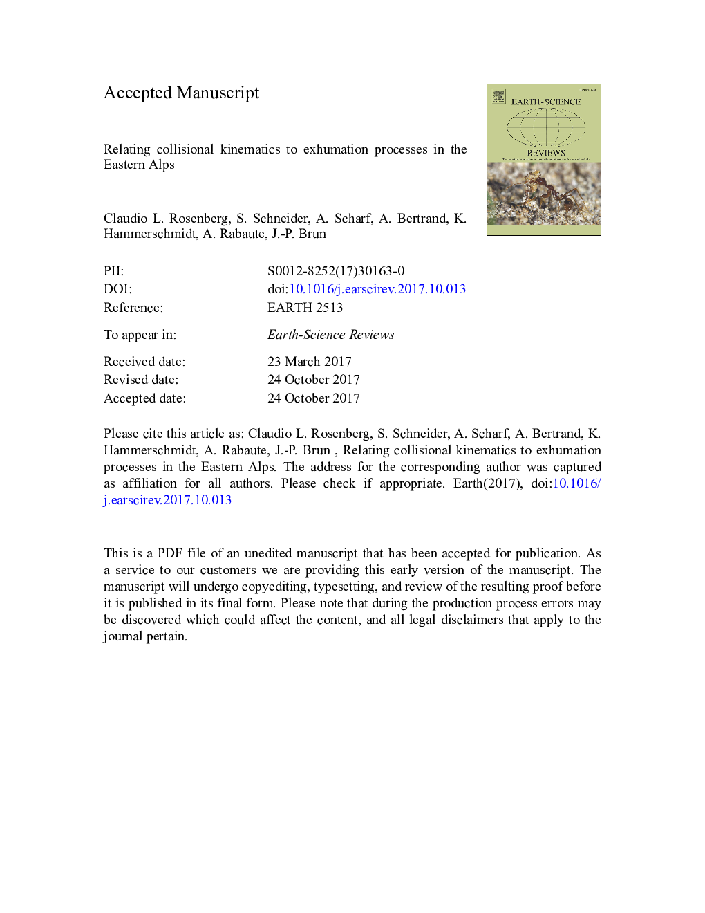 Relating collisional kinematics to exhumation processes in the Eastern Alps