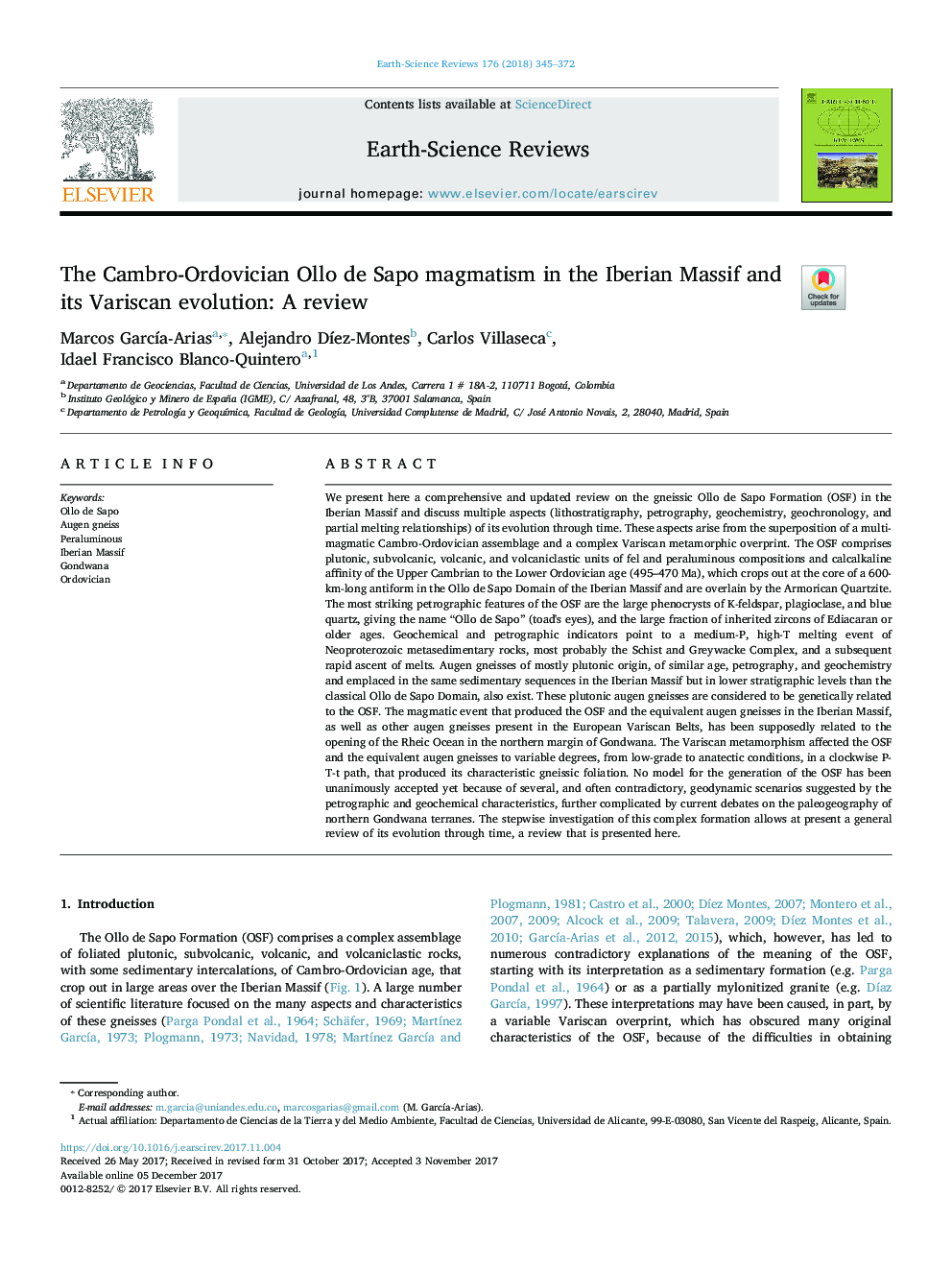 The Cambro-Ordovician Ollo de Sapo magmatism in the Iberian Massif and its Variscan evolution: A review