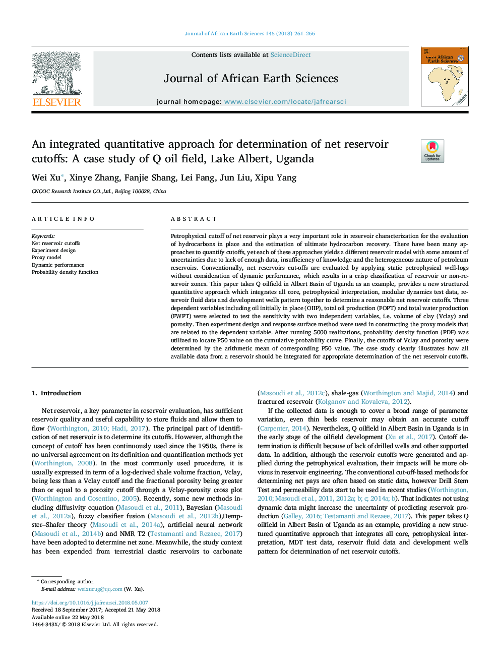 An integrated quantitative approach for determination of net reservoir cutoffs: A case study of Q oil field, Lake Albert, Uganda