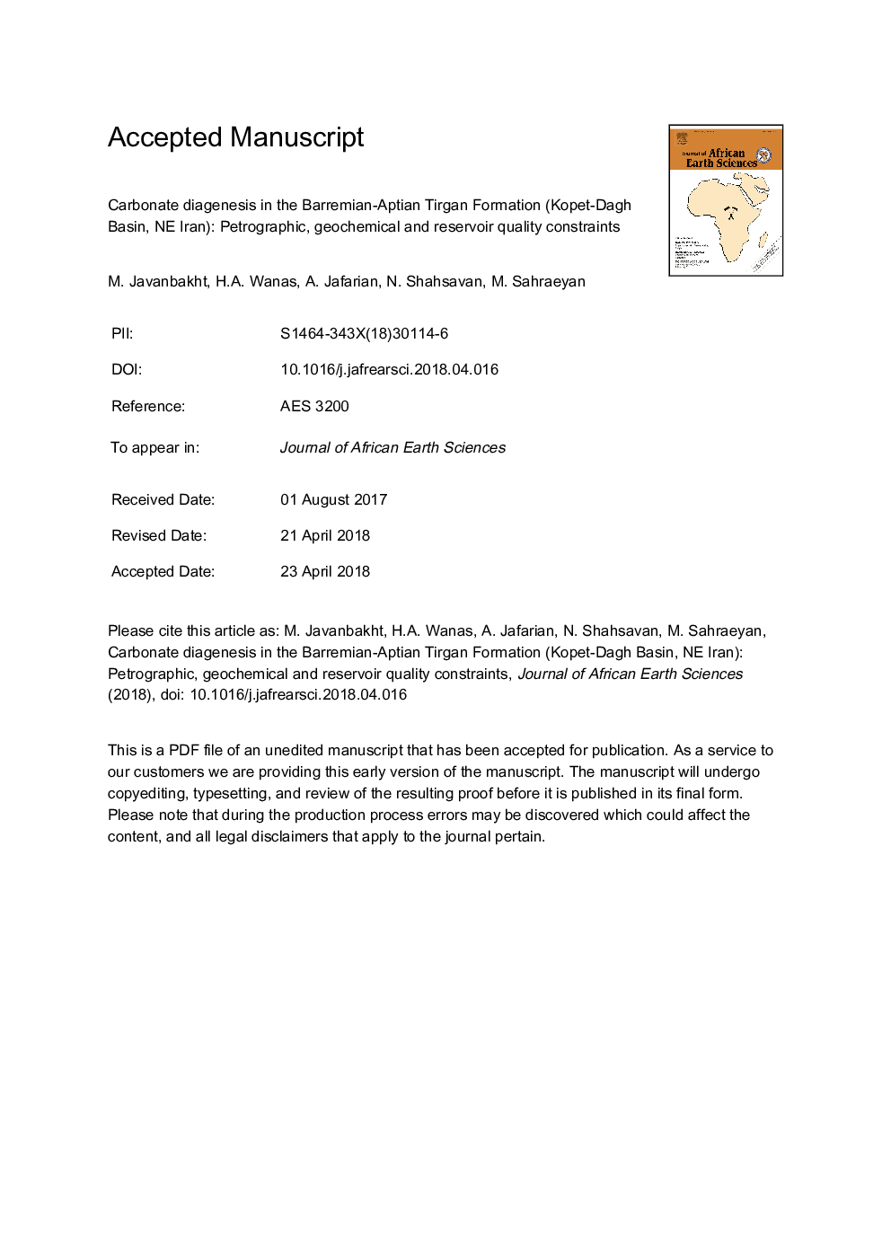 دیگنز کربنات در سازند باریمیه-آپتیان تیرگان (حوضه کپه داغ، شمال غربی ایران): محدودیت های کیفیت پتروگرافی، ژئوشیمیایی و مخزن