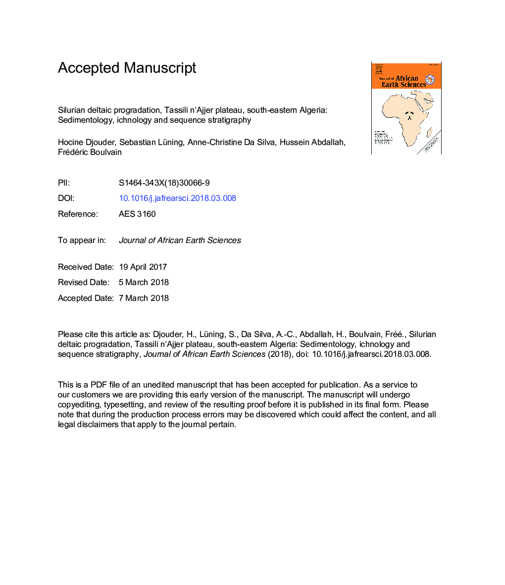 Silurian deltaic progradation, Tassili n'Ajjer plateau, south-eastern Algeria: Sedimentology, ichnology and sequence stratigraphy