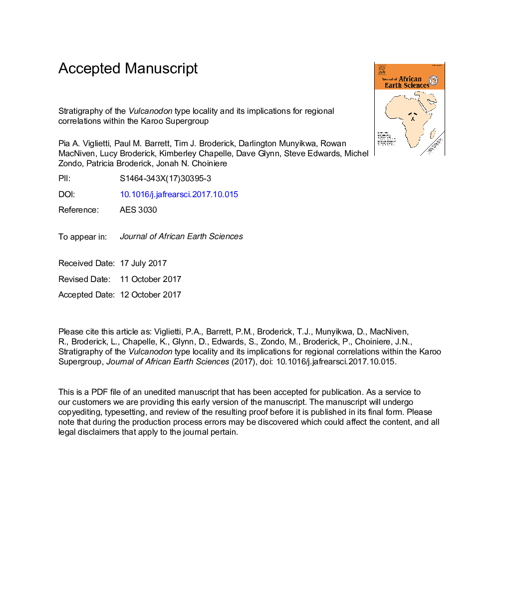 Stratigraphy of the Vulcanodon type locality and its implications for regional correlations within the Karoo Supergroup