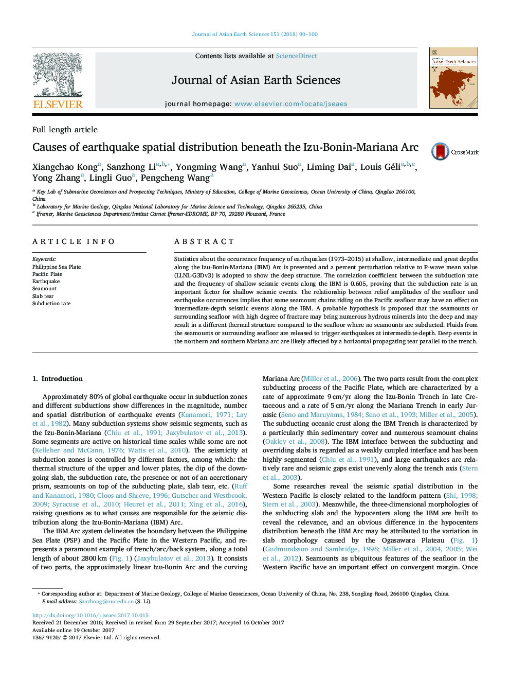 Causes of earthquake spatial distribution beneath the Izu-Bonin-Mariana Arc