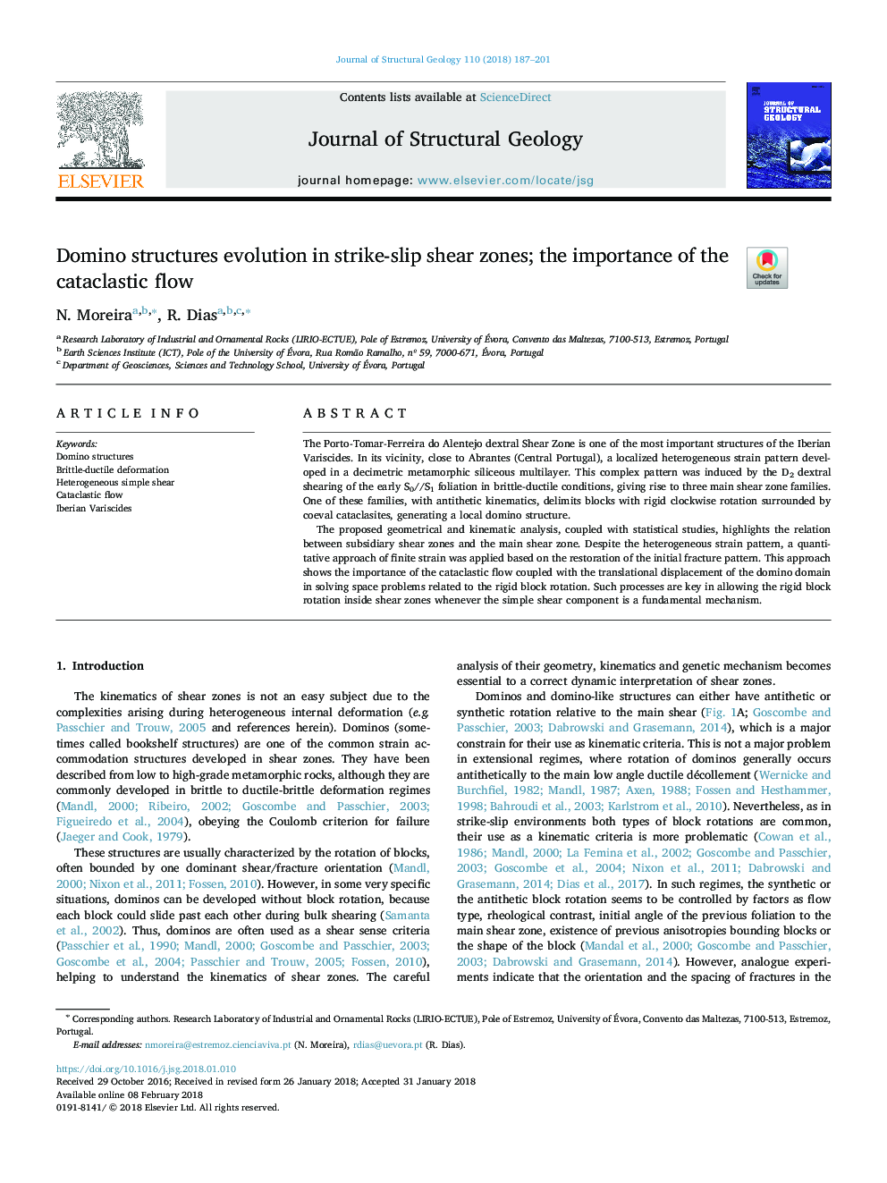 Domino structures evolution in strike-slip shear zones; the importance of the cataclastic flow