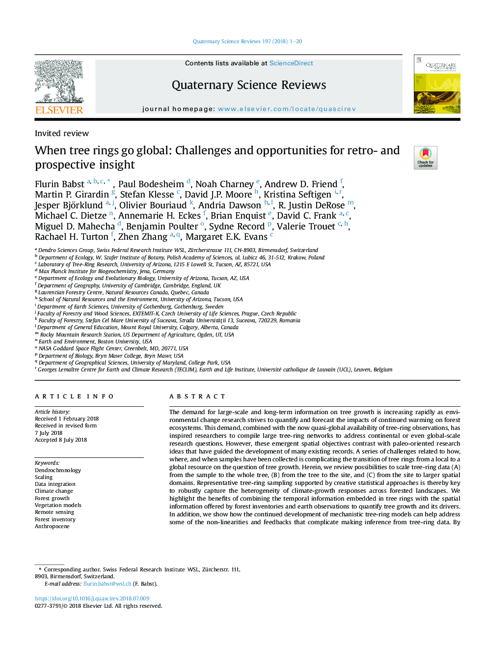 When tree rings go global: Challenges and opportunities for retro- and prospective insight