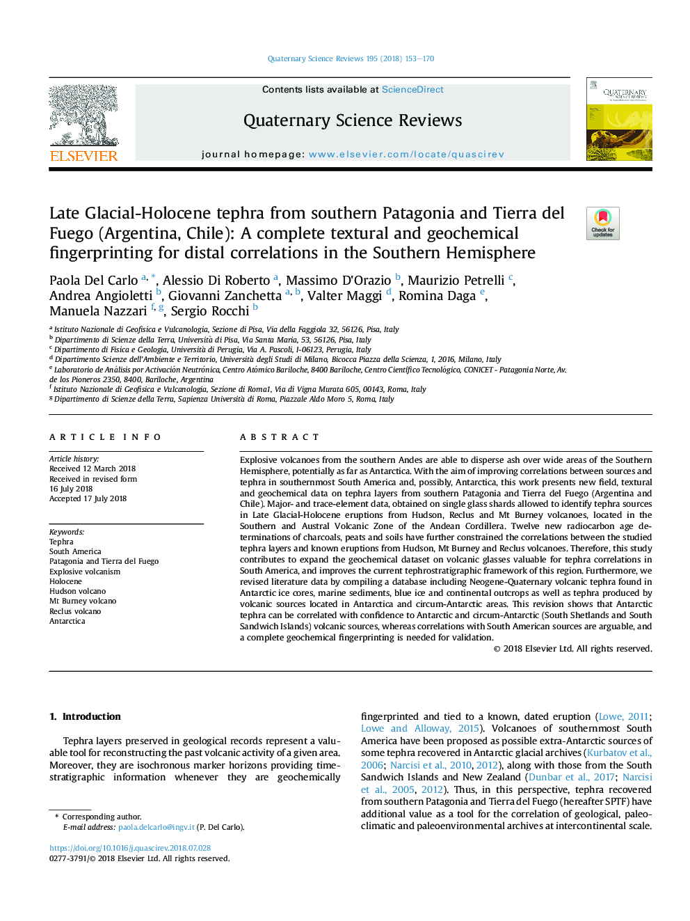 Late Glacial-Holocene tephra from southern Patagonia and Tierra del Fuego (Argentina, Chile): A complete textural and geochemical fingerprinting for distal correlations in the Southern Hemisphere