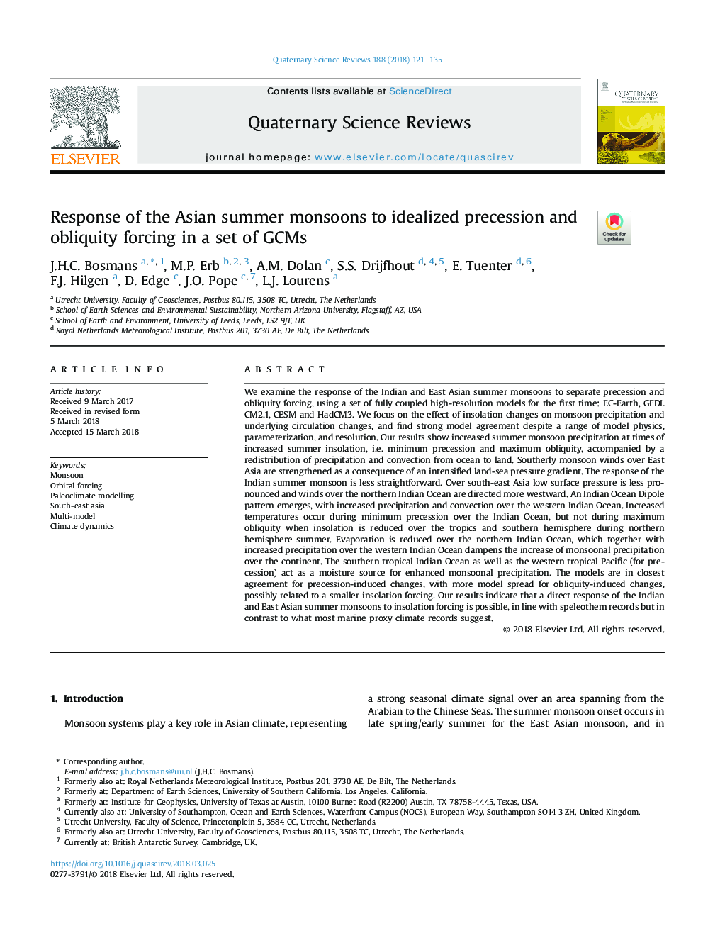 Response of the Asian summer monsoons to idealized precession and obliquity forcing in a set of GCMs