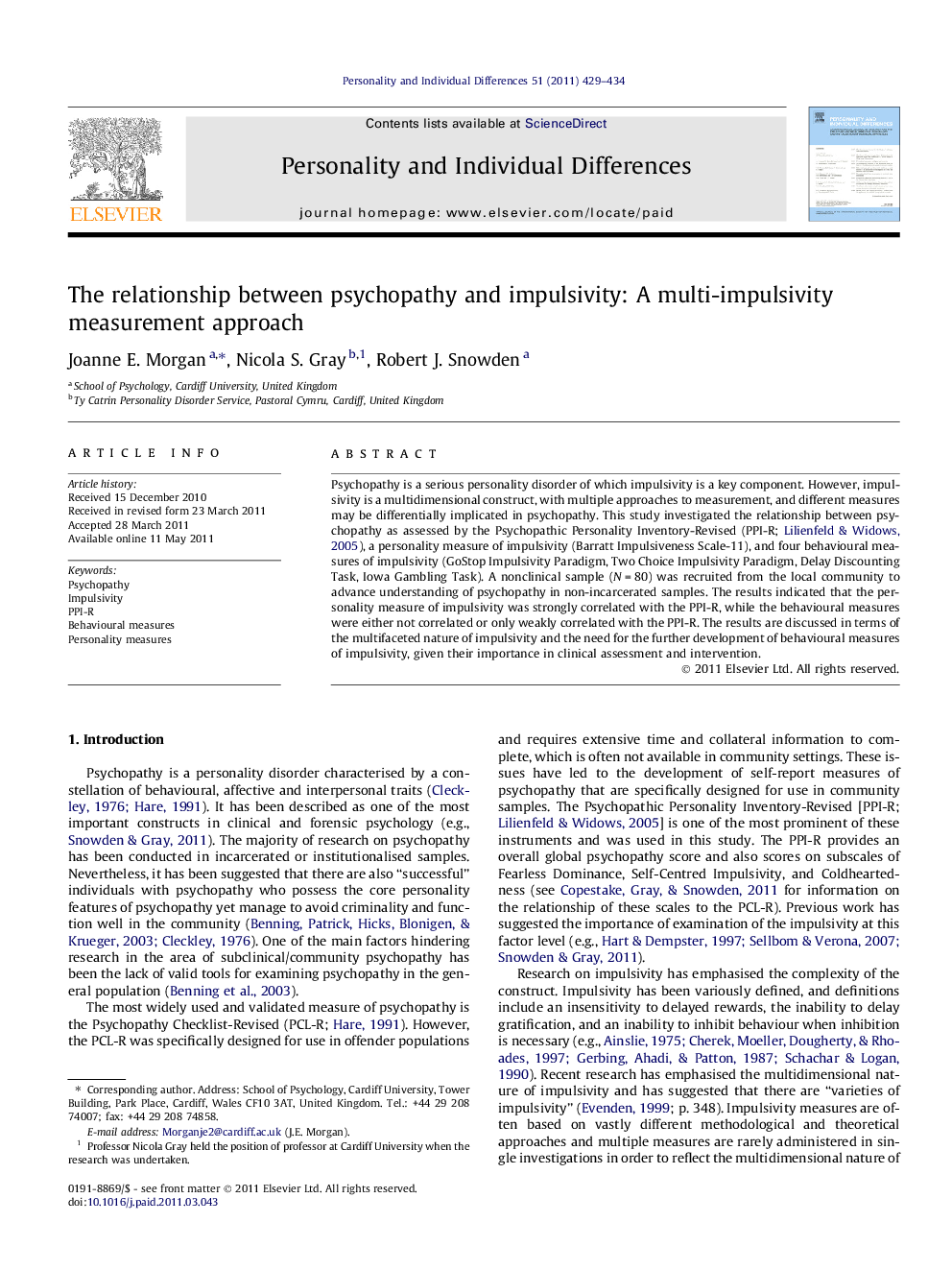 The relationship between psychopathy and impulsivity: A multi-impulsivity measurement approach