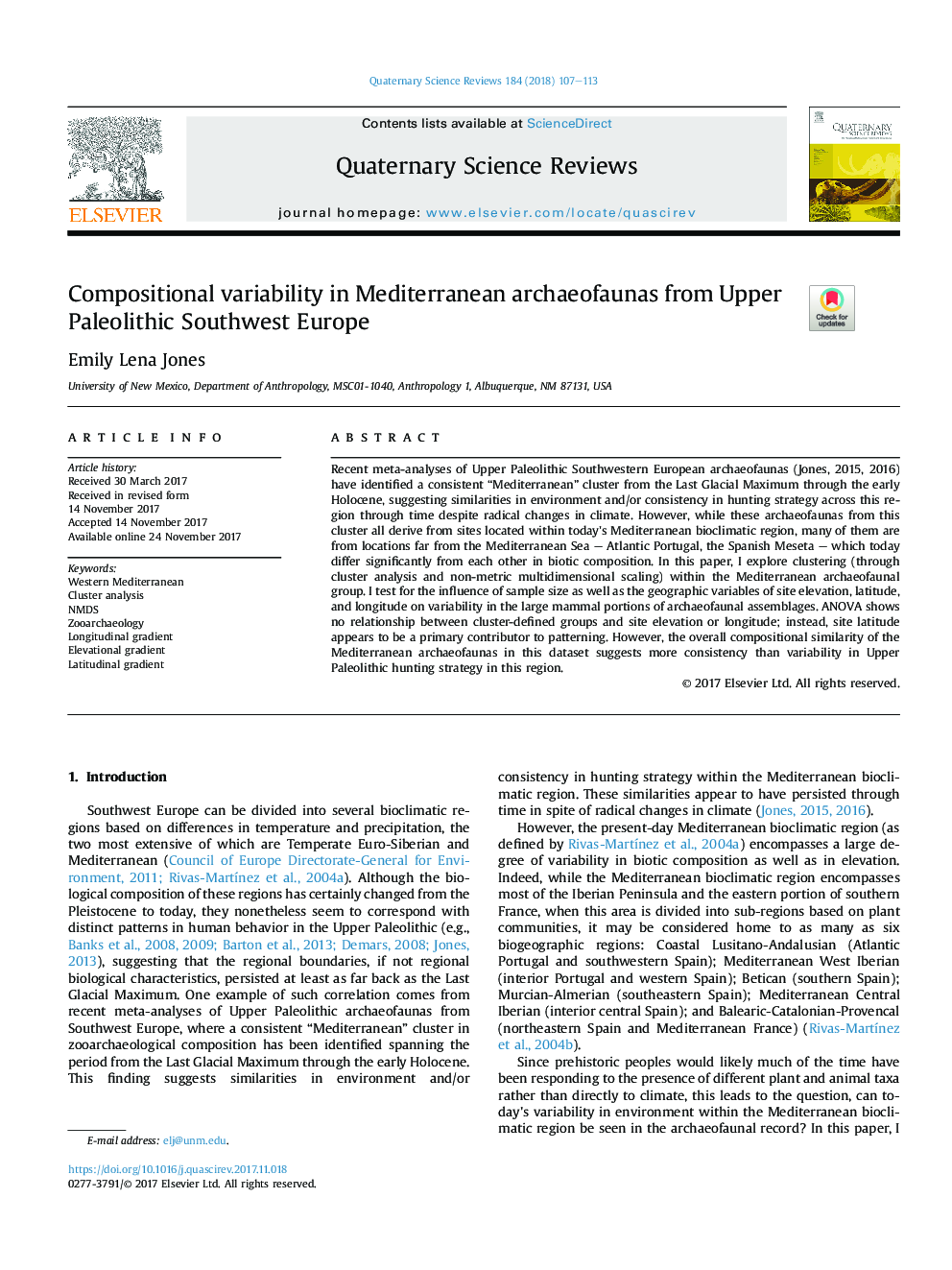 Compositional variability in Mediterranean archaeofaunas from Upper Paleolithic Southwest Europe