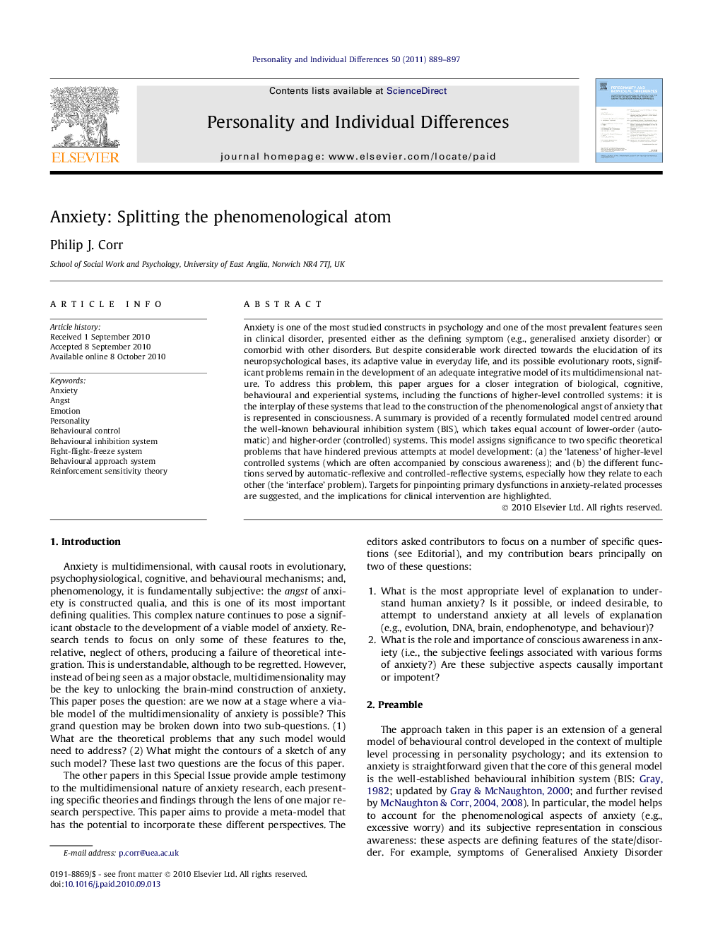 Anxiety: Splitting the phenomenological atom