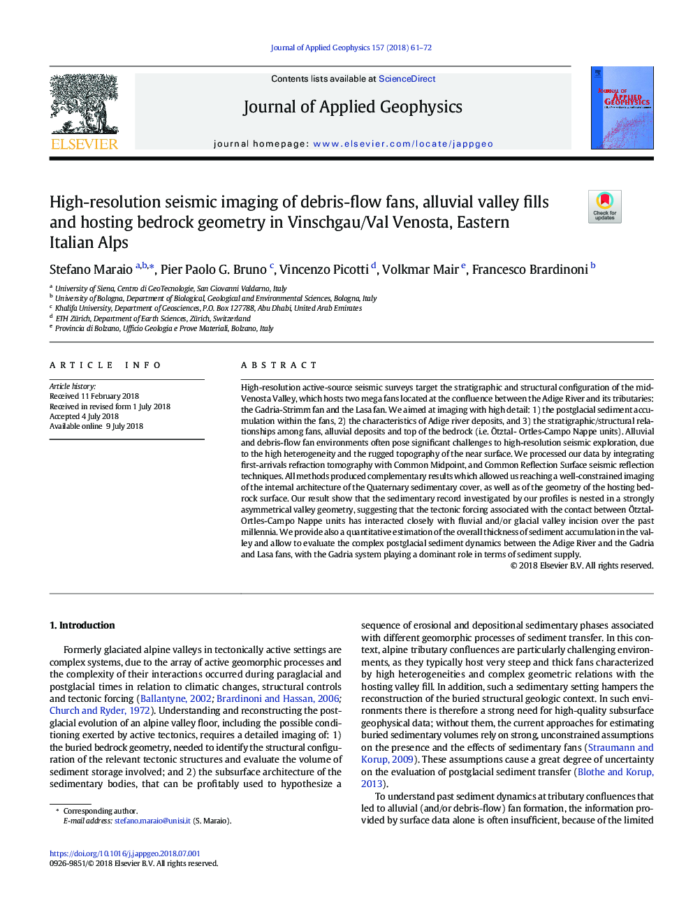 High-resolution seismic imaging of debris-flow fans, alluvial valley fills and hosting bedrock geometry in Vinschgau/Val Venosta, Eastern Italian Alps