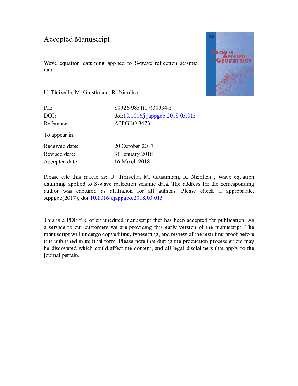 Wave equation datuming applied to S-wave reflection seismic data