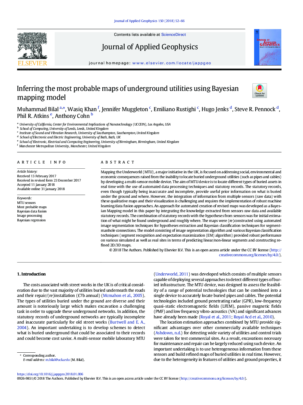 Inferring the most probable maps of underground utilities using Bayesian mapping model