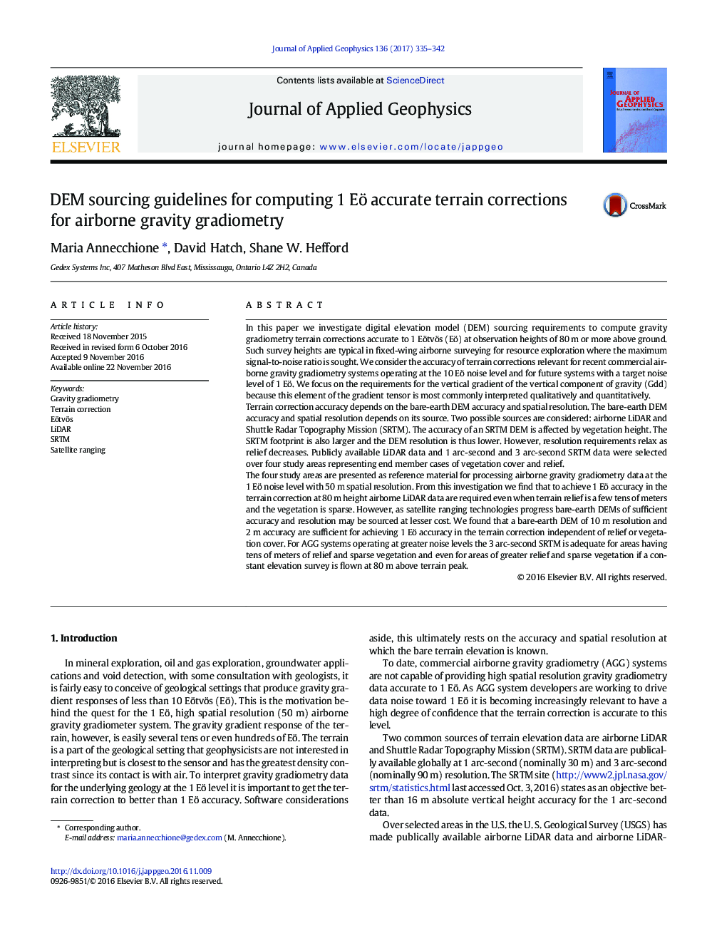 DEM sourcing guidelines for computing 1Â Eö accurate terrain corrections for airborne gravity gradiometry