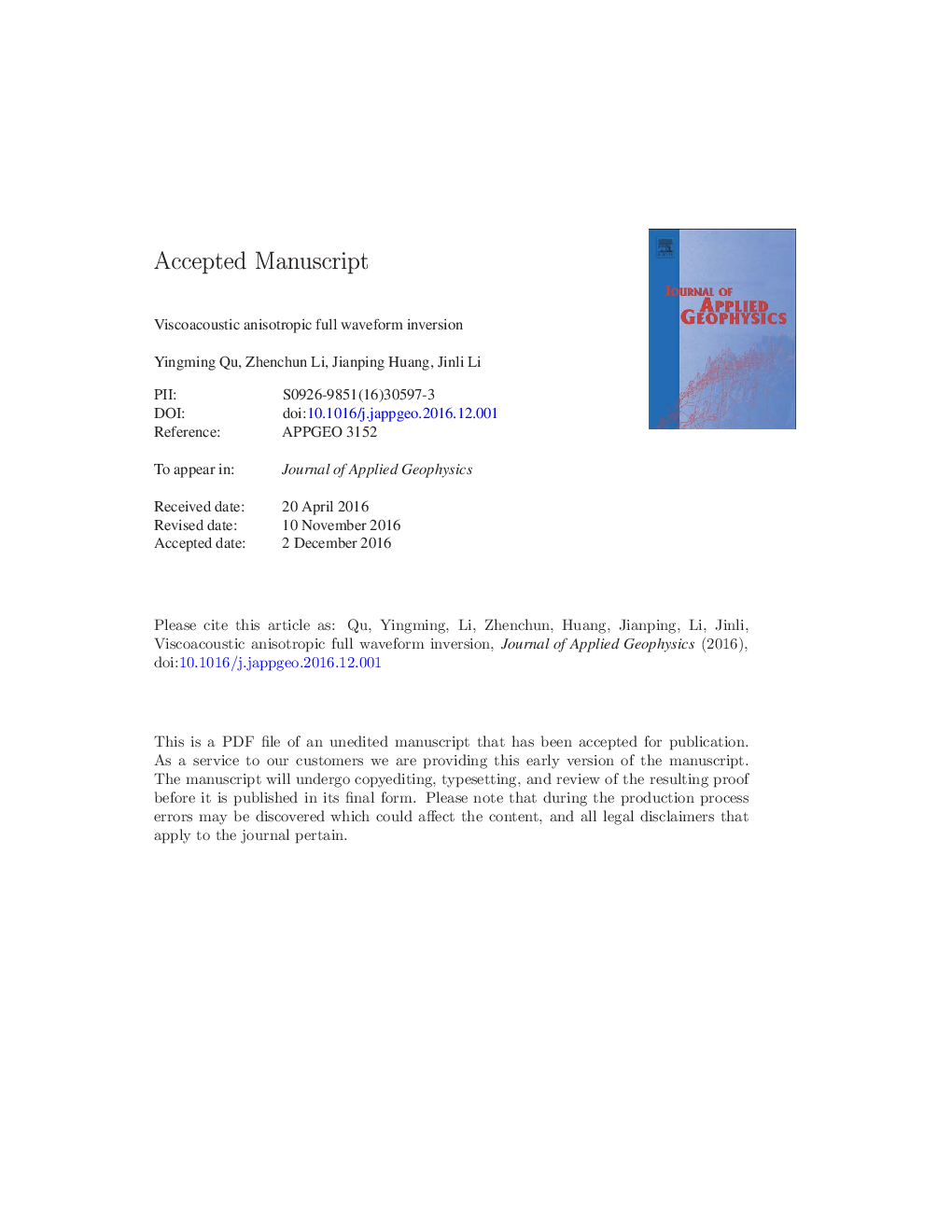 Viscoacoustic anisotropic full waveform inversion