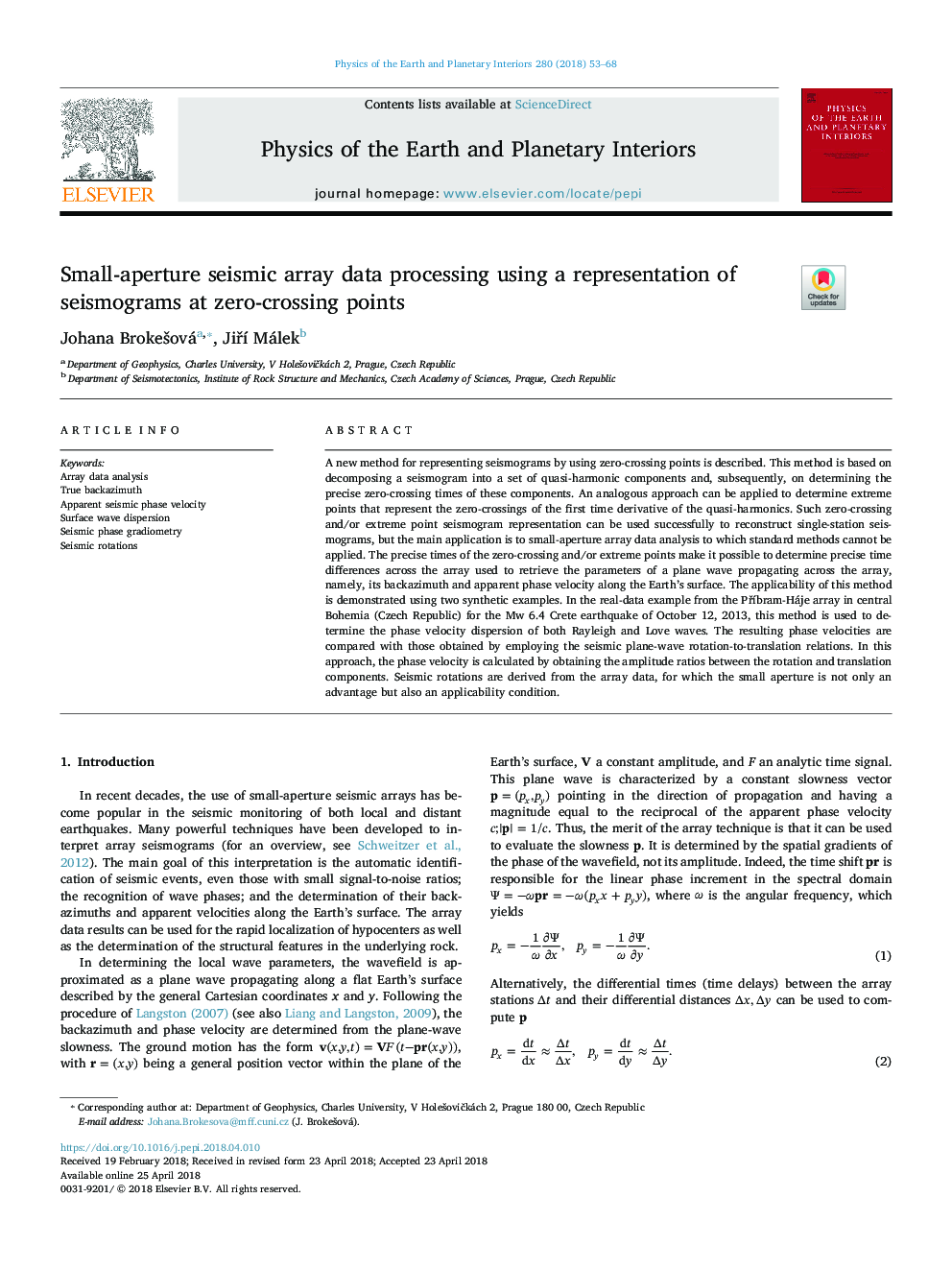 Small-aperture seismic array data processing using a representation of seismograms at zero-crossing points