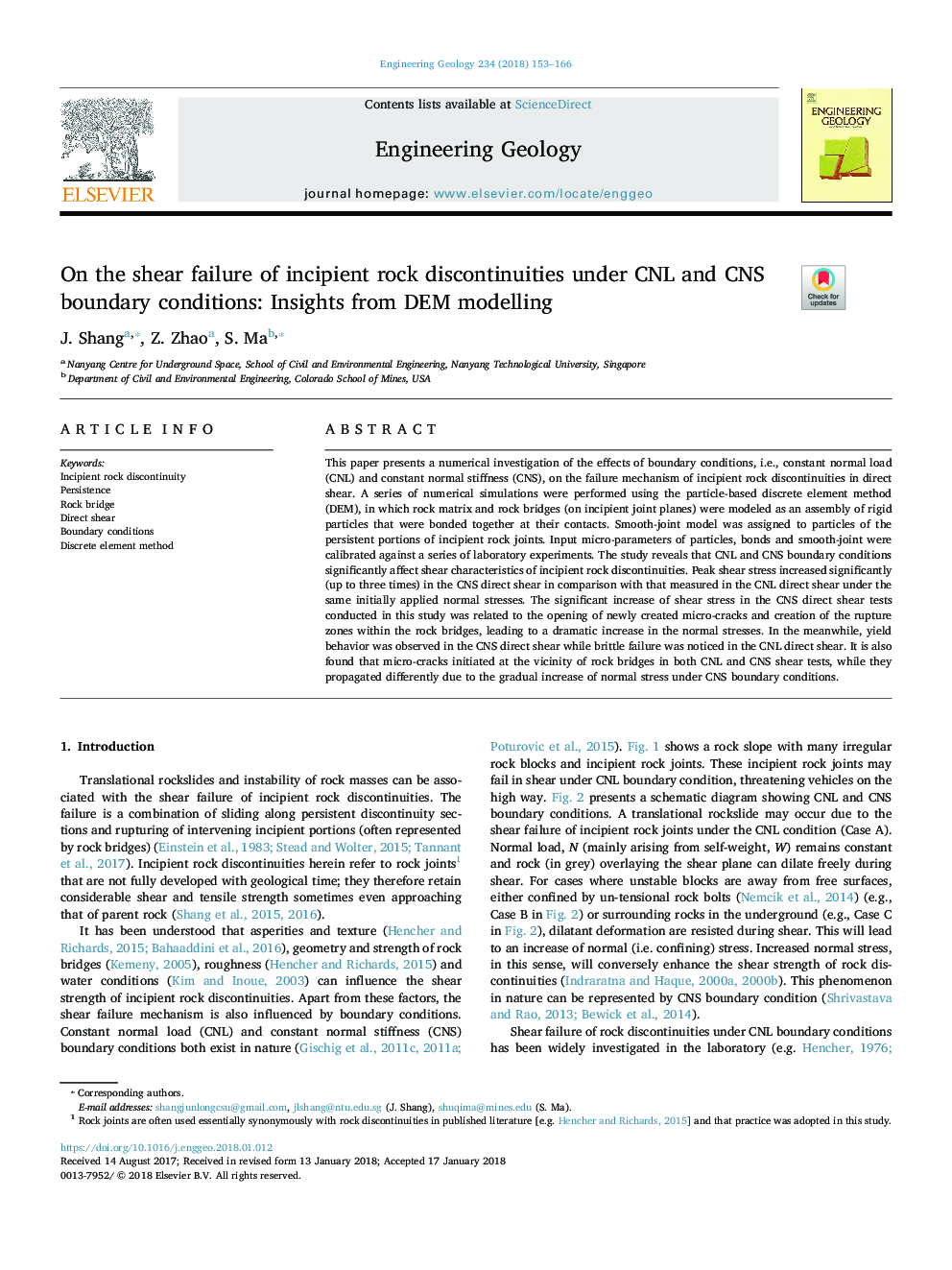 On the shear failure of incipient rock discontinuities under CNL and CNS boundary conditions: Insights from DEM modelling