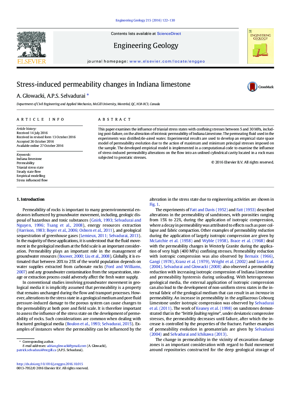 Stress-induced permeability changes in Indiana limestone