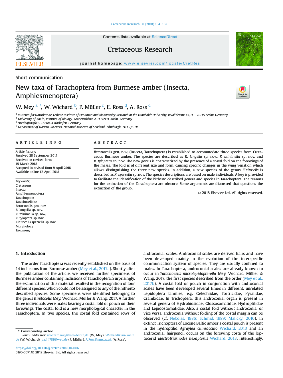 New taxa of Tarachoptera from Burmese amber (Insecta, Amphiesmenoptera)