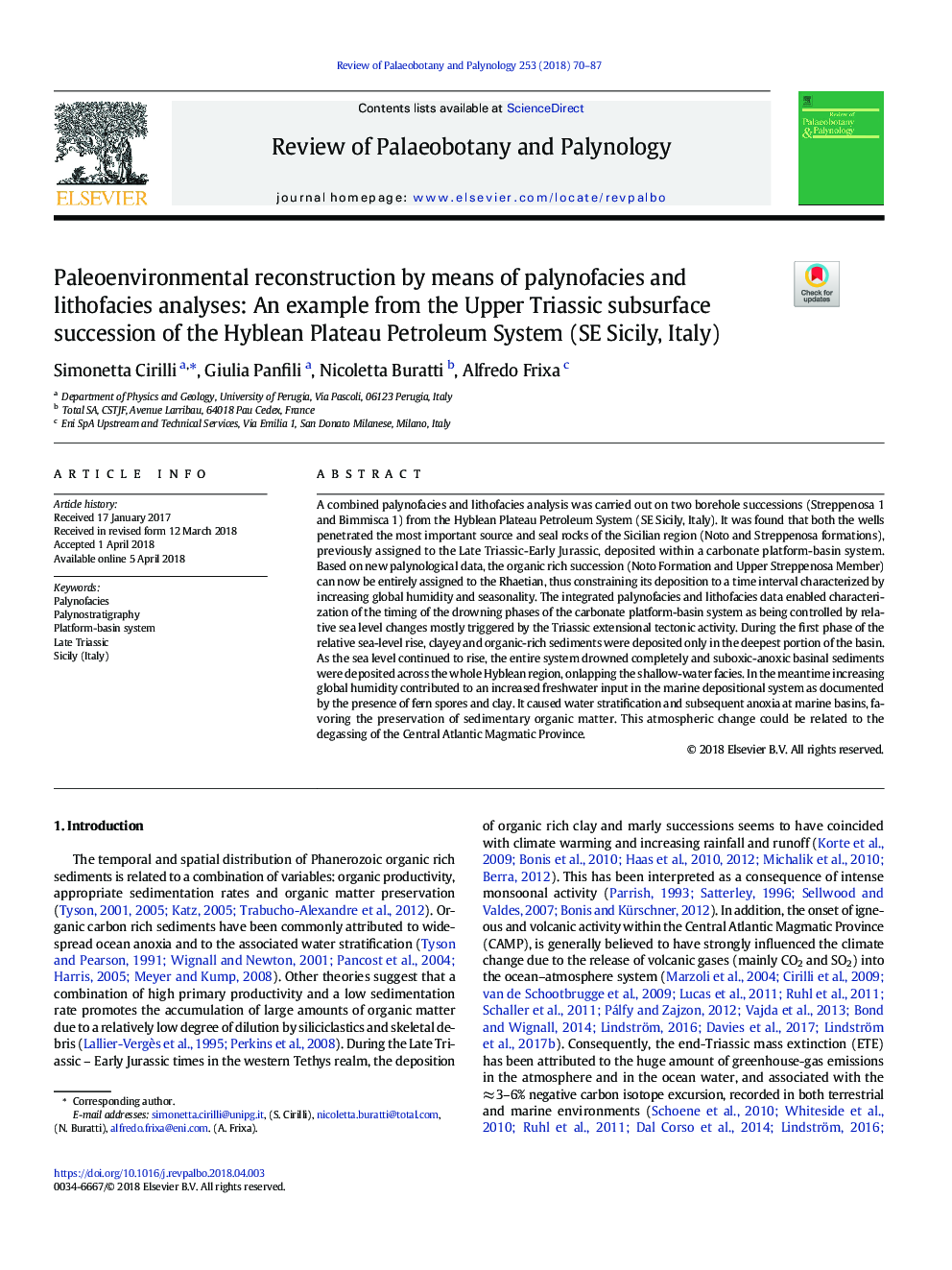 Paleoenvironmental reconstruction by means of palynofacies and lithofacies analyses: An example from the Upper Triassic subsurface succession of the Hyblean Plateau Petroleum System (SE Sicily, Italy)