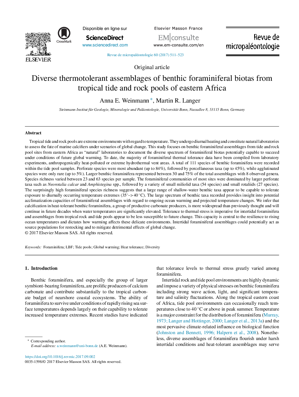 مجموعه های ترموتولرانت های مختلف از بیوتاتای فرامینی فاضلاب بنتون از جزایر گرمسیری و استخرهای سنگی شرق آفریقا 