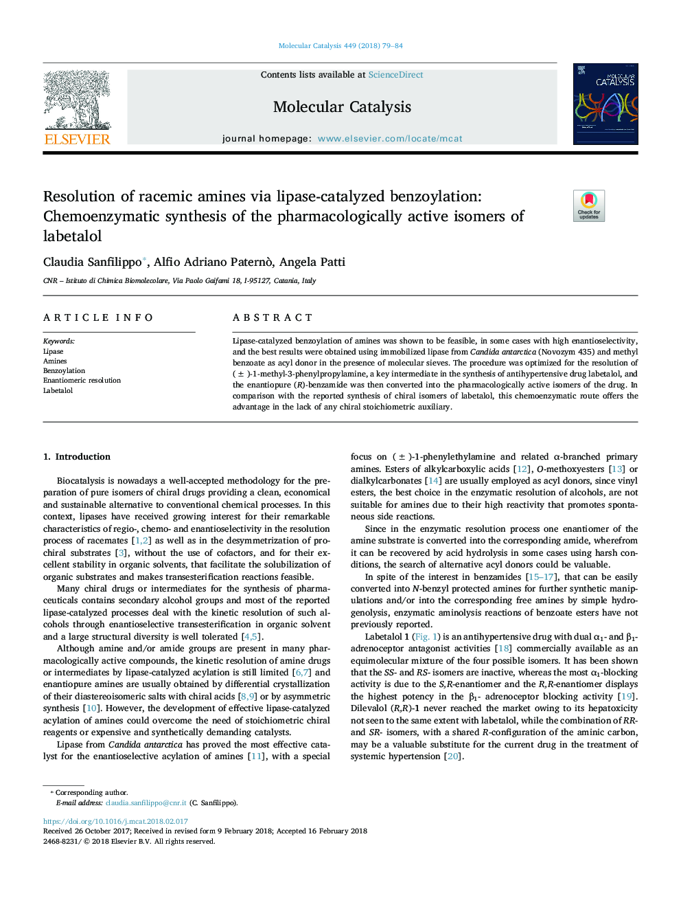 Resolution of racemic amines via lipase-catalyzed benzoylation: Chemoenzymatic synthesis of the pharmacologically active isomers of labetalol