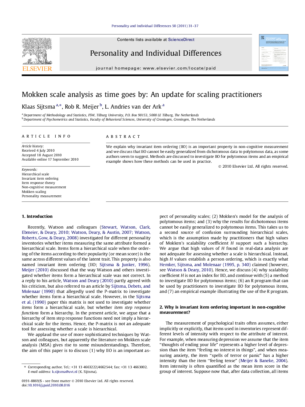 Mokken scale analysis as time goes by: An update for scaling practitioners