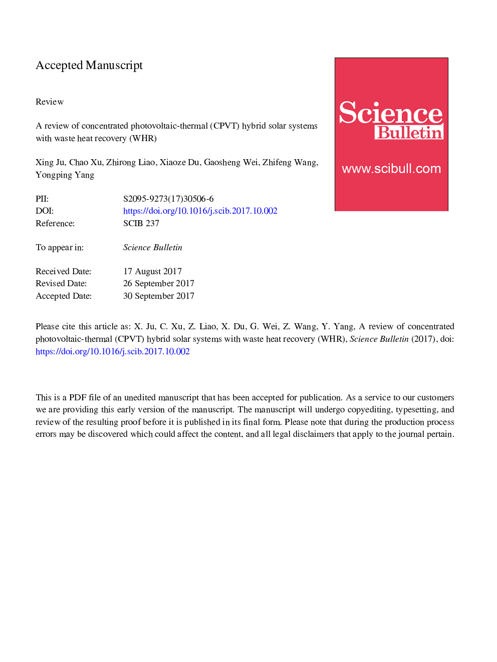 A review of concentrated photovoltaic-thermal (CPVT) hybrid solar systems with waste heat recovery (WHR)