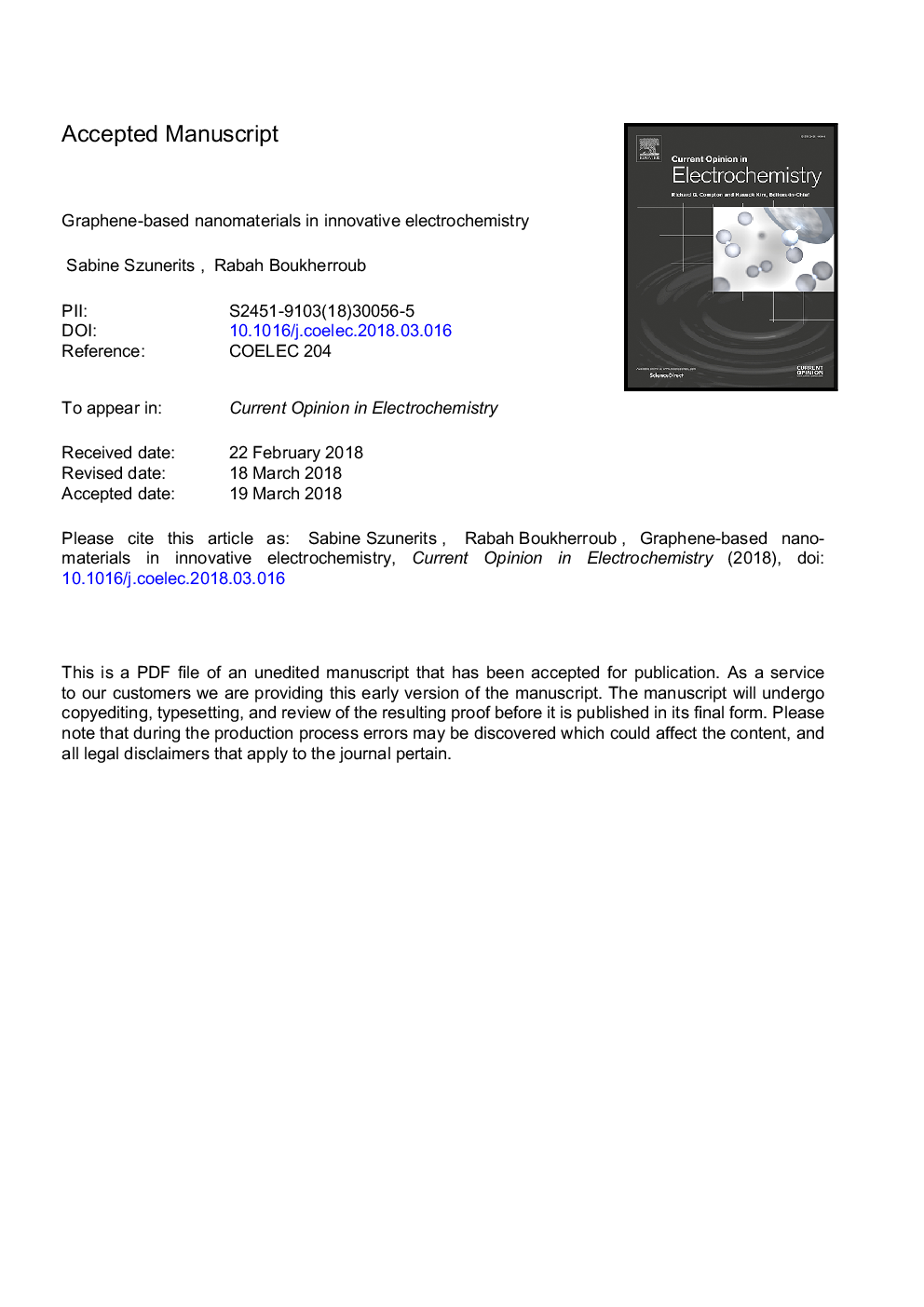 Graphene-based nanomaterials in innovative electrochemistry