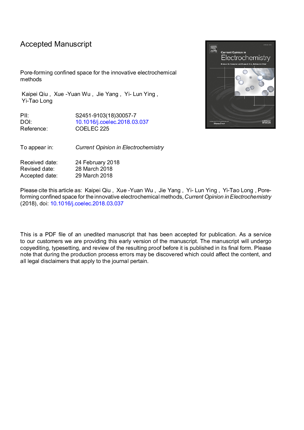 Pore-forming confined space for the innovative electrochemical methods