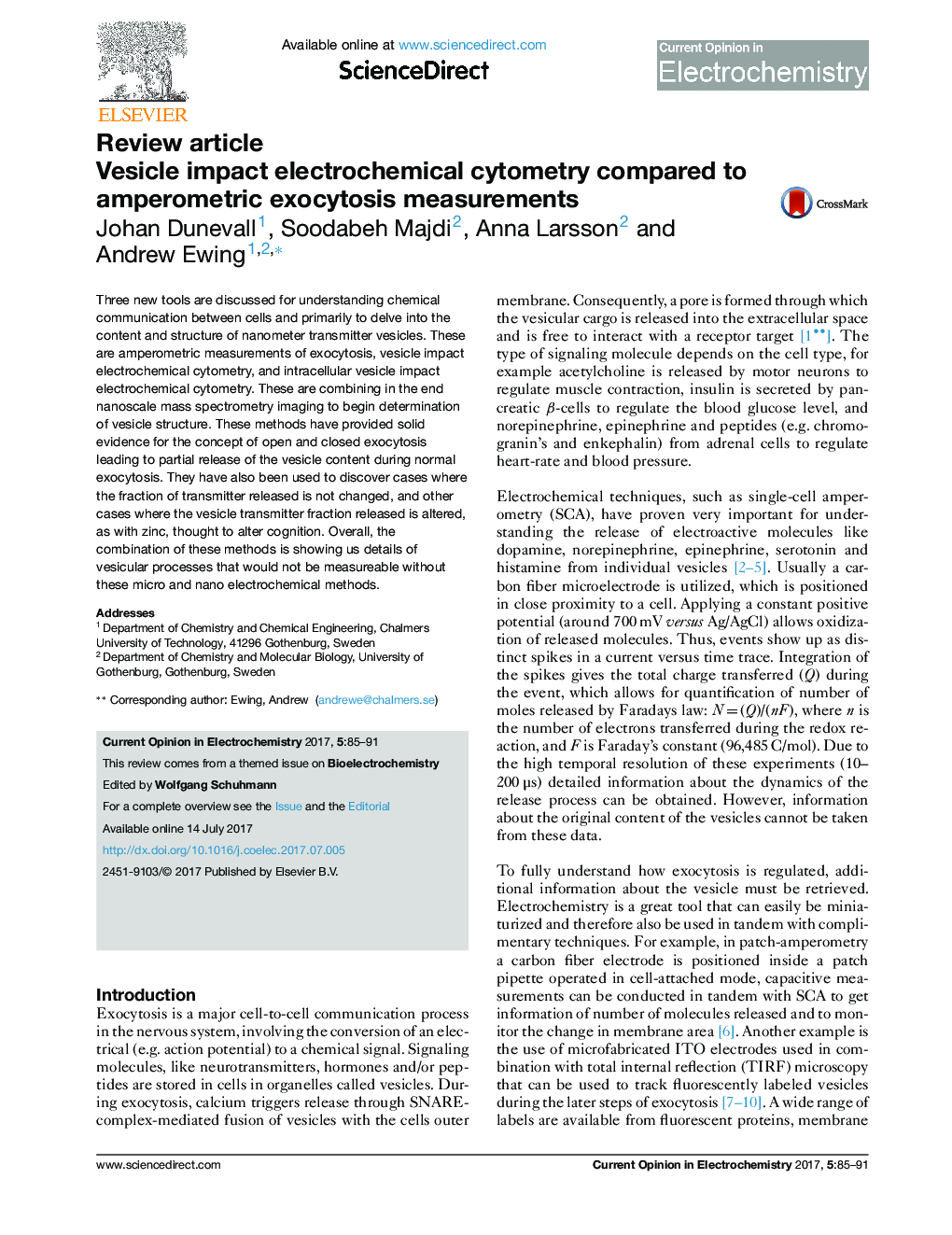 Vesicle impact electrochemical cytometry compared to amperometric exocytosis measurements