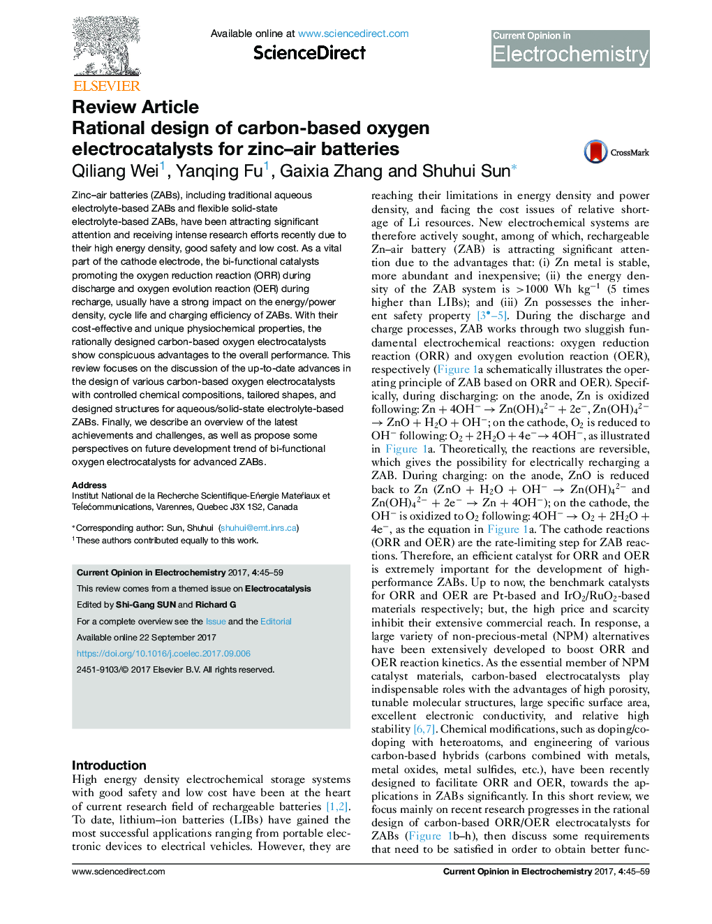 Rational design of carbon-based oxygen electrocatalysts for zinc-air batteries