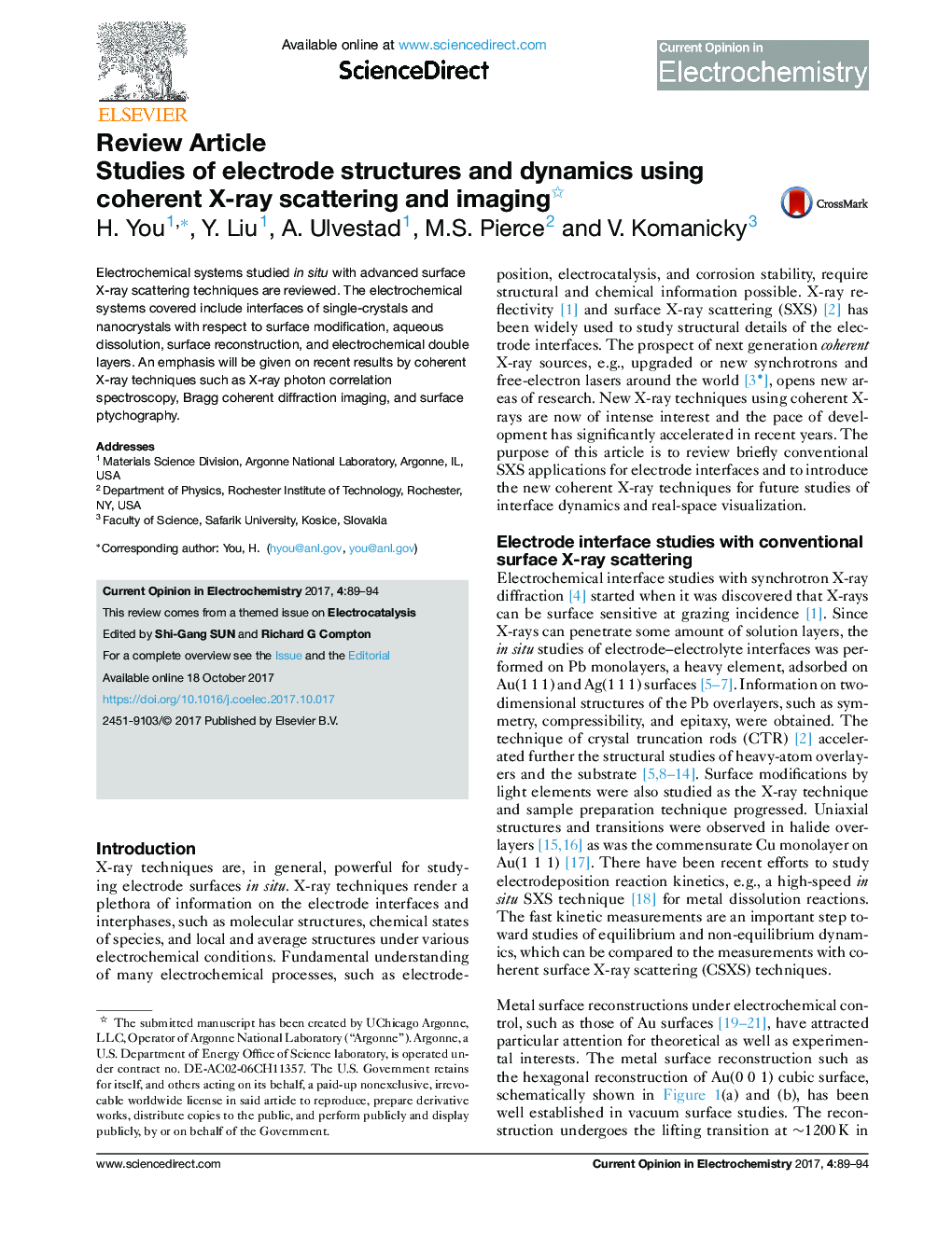 Studies of electrode structures and dynamics using coherent X-ray scattering and imaging