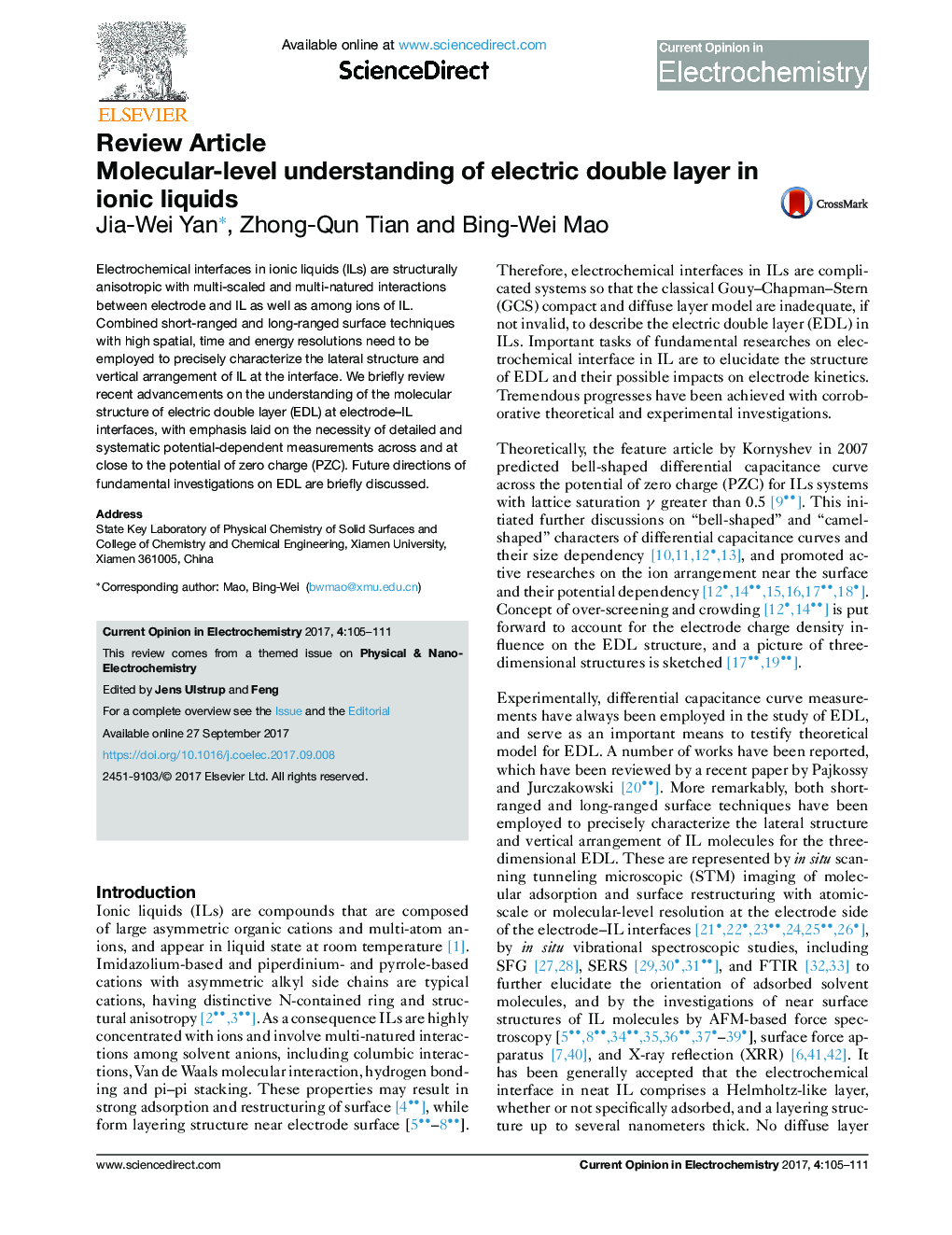 Molecular-level understanding of electric double layer in ionic liquids